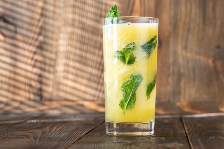 Pineapple and Mint Caipirinha cocktail